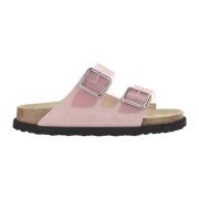 Rosa PVC Sandaler med Semsket Trim