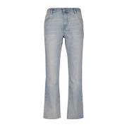 Straight Leg Denim Jeans Blå Vasket