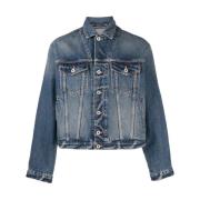 Navy Blue Cropped Denim Jacket