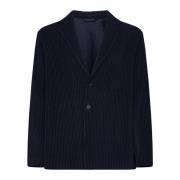 Navy Blue Plissert Blazer Jakke