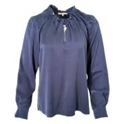 Navy Ada Silkebluse