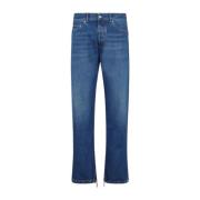 Blå Denim Straight Leg Jeans