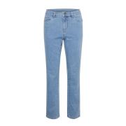 Lys Blå Vasket Denim Straight Jeans