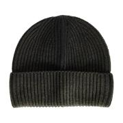 Grønn Ribbestrikket Beanie Lue