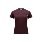 Brodert Logo T-skjorte Burgundy Tee Top