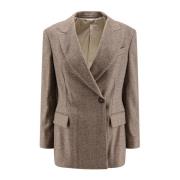 Herringbone Ullblanding Dobbeltspent Blazer