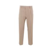 Beige Bomull Ull Straight-Leg Bukser