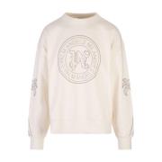 Hvit Crewneck Sweatshirt med Studded Logo