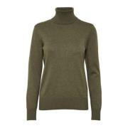 Army Green Melange Rollneck Sweater