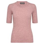 Lys Rosa Ribbet Crew Neck Topp