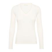 V-hals Langermet Topp Whisper White