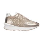 Skinnende lær platform sneakers