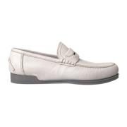 Hvit Grå Skinn Slip-On Loafers