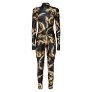 Barok Print Jumpsuit Svart Gull Kjole