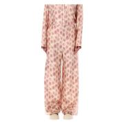 Silke Pyjamasbukser med Rosa Print