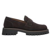 Kvinner Mørkebrune Chunky Platform Loafers laget av Italiensk Ekte Vel...