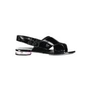 Flat Krysset Front Logo Sandal Svart