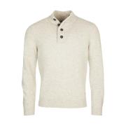 Beige Halv-Zip Genser med Lapper