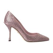 Rosa Strass Krystall Hæler Pumps