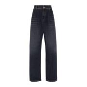 Svart Denim Wide Leg Jeans