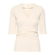 Draped V-hals Topp Whisper White