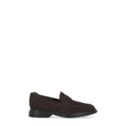 Brune Semskede Skinnloafers med Monogram