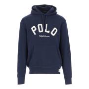 Navy Hoodie med Logo Detaljer