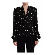 Sort Polka Dot Silkebluse