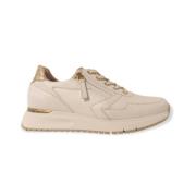 Beige Sneakers med Gull Detaljer