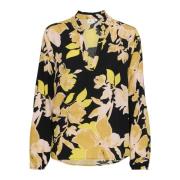 Sort Brune Blomster Bluse