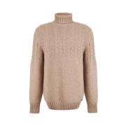 Grå turtleneck genser i beige ull