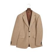 Beige Herringbone Suit Blazer Kjole