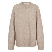 Beige Melange Strikket Raglan Genser