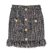 Fringed Tweed Kort Skjørt