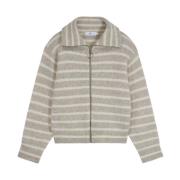 Stripete Cardigan Lt Beige/Offwhite