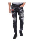 Straight Leg Bukser med Distressed Detaljer