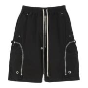 Sort bomull Bermuda shorts med lommer