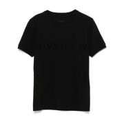 Svart Flocked Logo Crew Neck T-skjorte