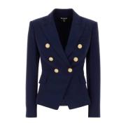 Elegant Navy Blue Crepe Blazer