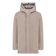 Beige Kort Parka med Bi-Stretch Stoff