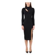 Lurex Jersey Midi Kjole med Cut-Out