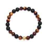 Men's Wristband with Matte Onyx and Brown Tiger Eye