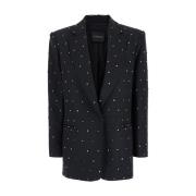 Svart Krystall Oversize Blazer med Strass