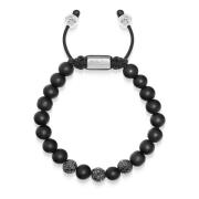 Men's Trio Black Diamond Beaded Bracelet with Matte Onyx