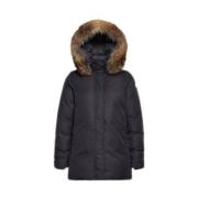 Svart Bordeaux Parka med Fin Raccoon Pels