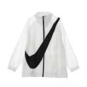 Hvit Windbreaker Jakke med Swoosh