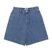 Plissert Kort Jeans Lys Indigo