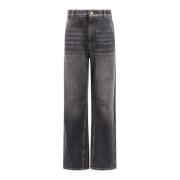 Sort Denim Wide Leg Bukser