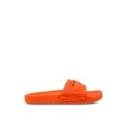 Oransje Logo Stoff Slider Sandaler