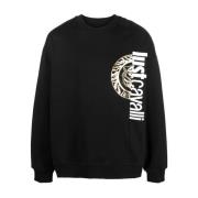 Sort Rundt Logo Sweatshirt Bomullsgenser